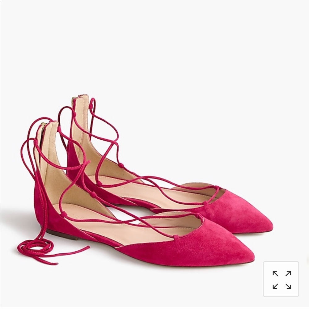 Jcrew Suede lace-up pointed-toe flats